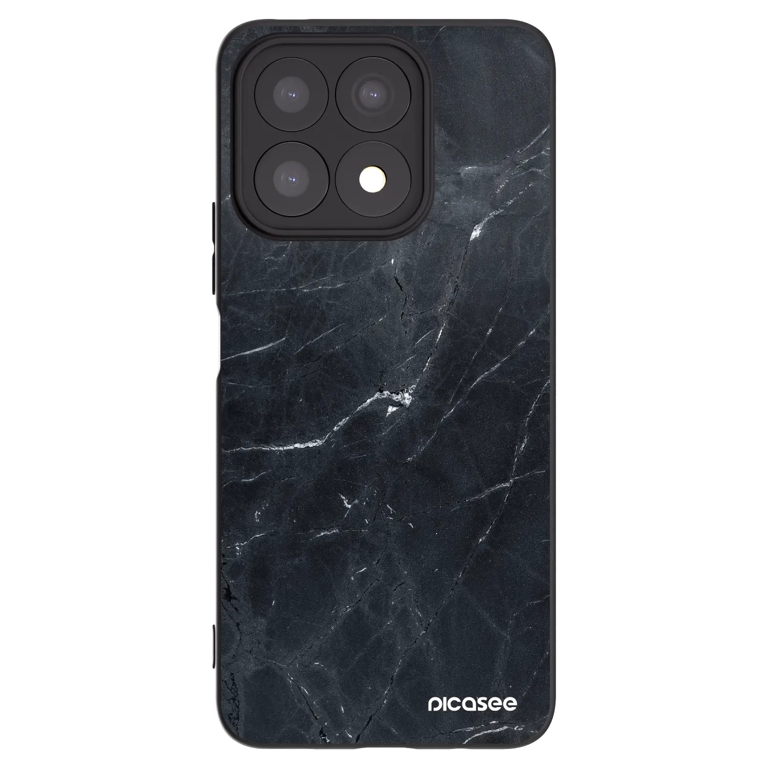 Picasee crna silikonska maskica za Honor X8a - Black marble