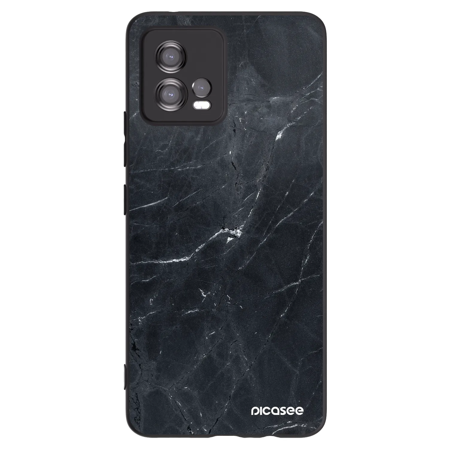Picasee crna silikonska maskica za Motorola Moto G72 - Black marble