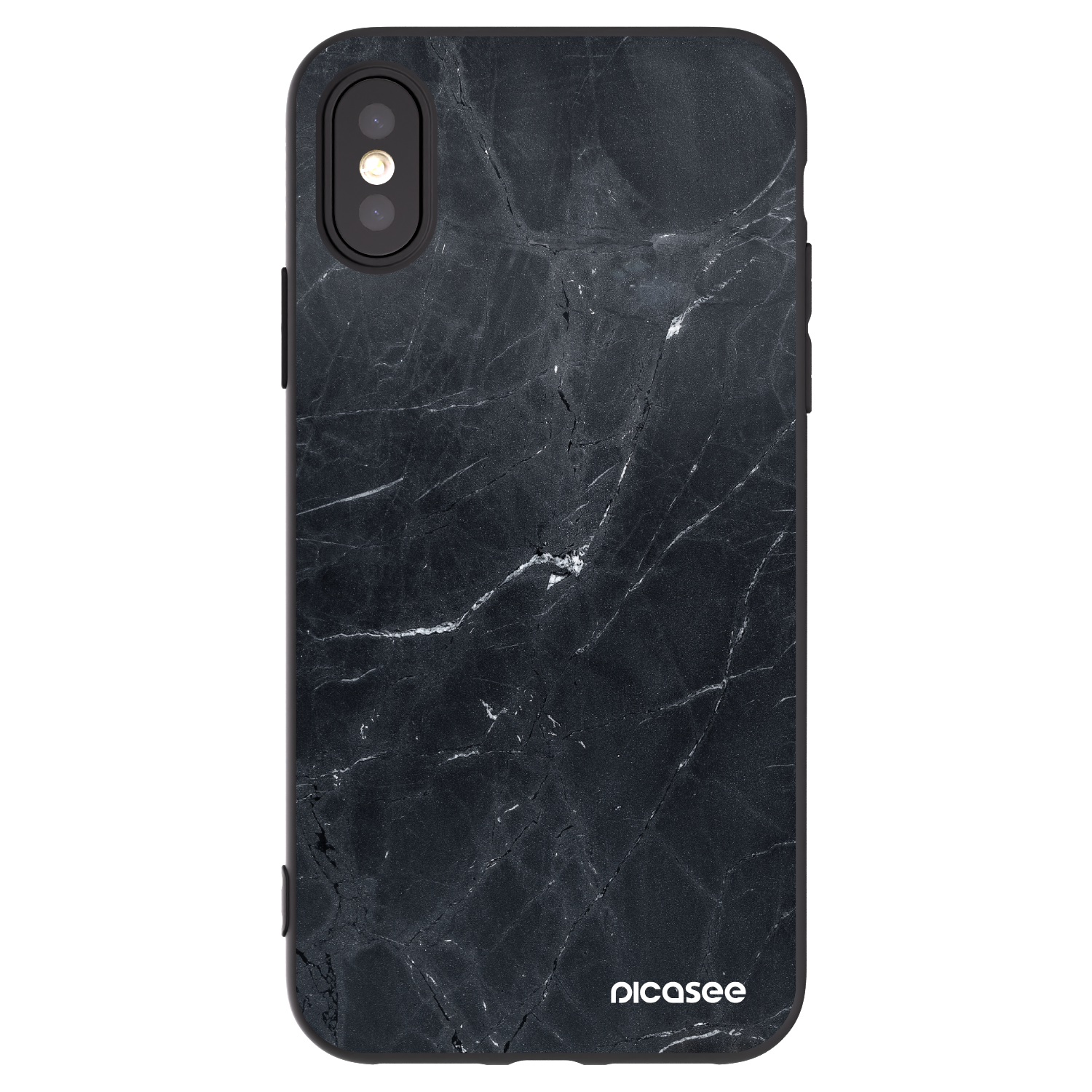 Picasee crna silikonska maskica za Apple iPhone X/XS - Black marble