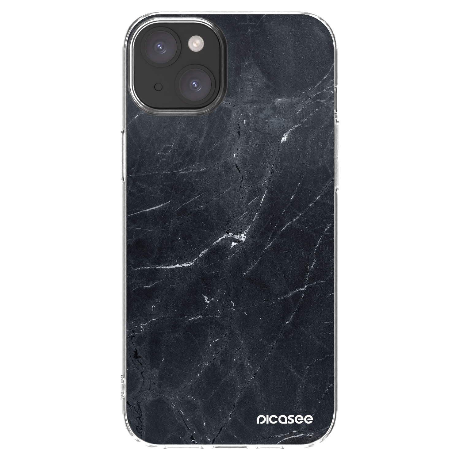 Picasee silikonska prozirna maskica za Apple iPhone 15 Plus - Black marble