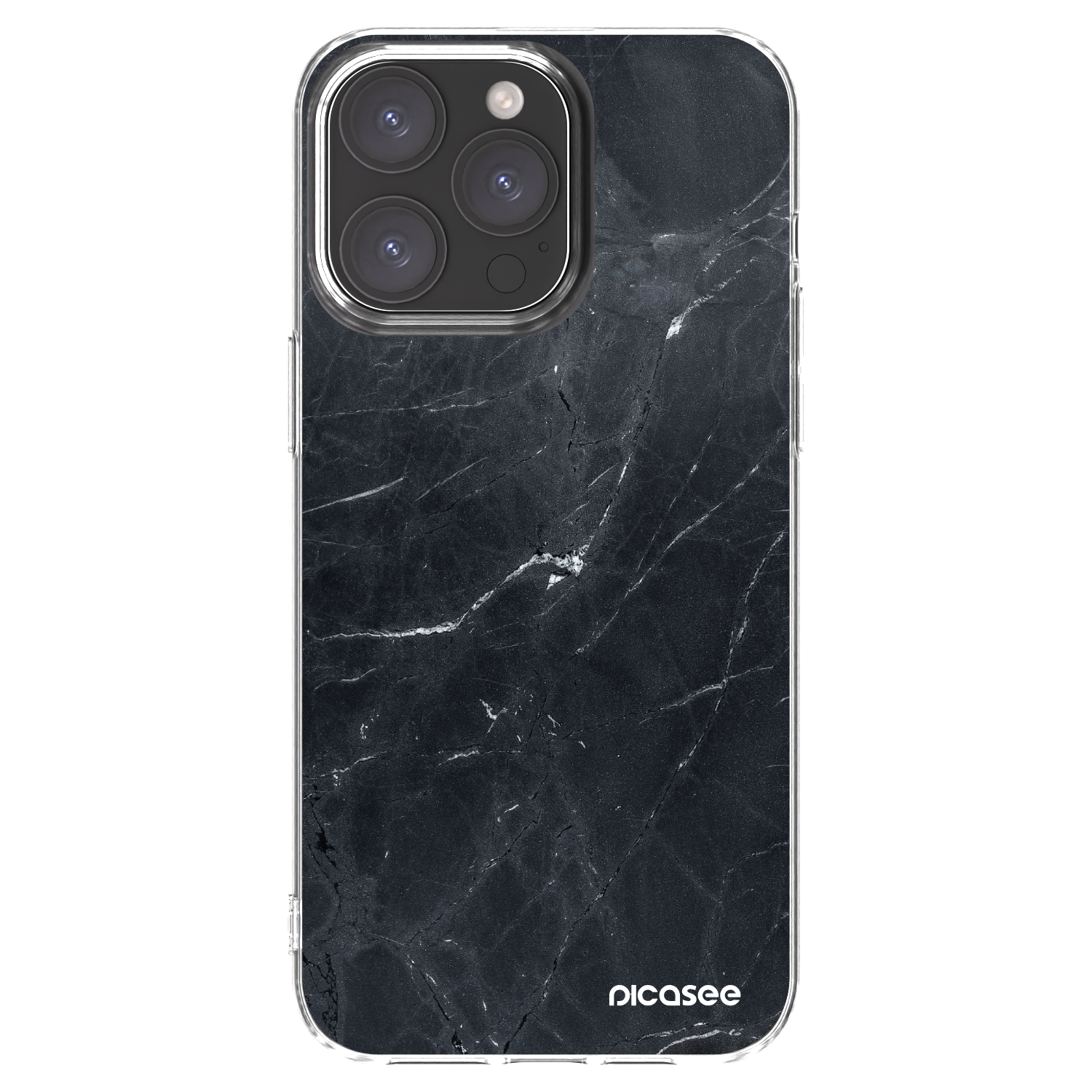 Picasee silikonska prozirna maskica za Apple iPhone 15 Pro Max - Black marble