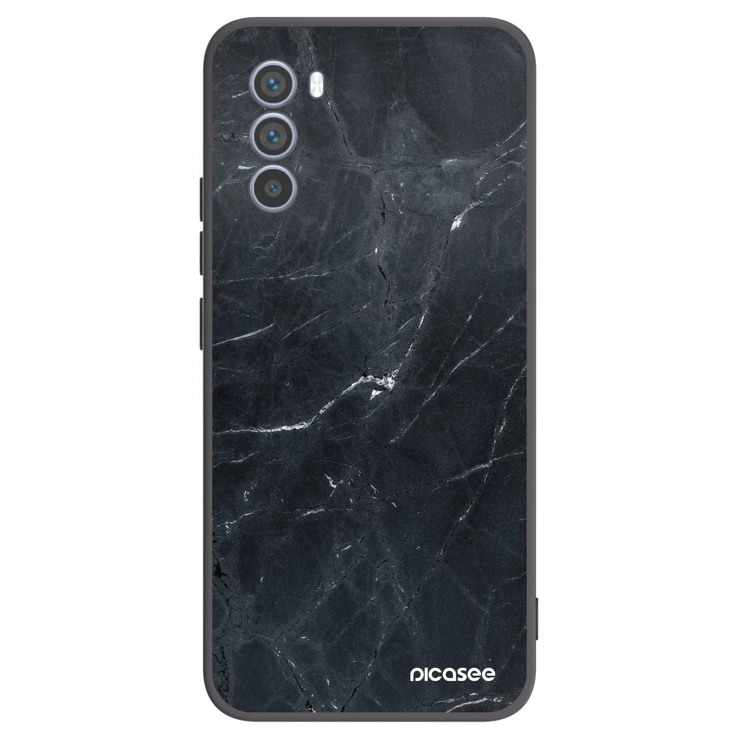 Picasee crna silikonska maskica za Motorola Moto G62 - Black marble