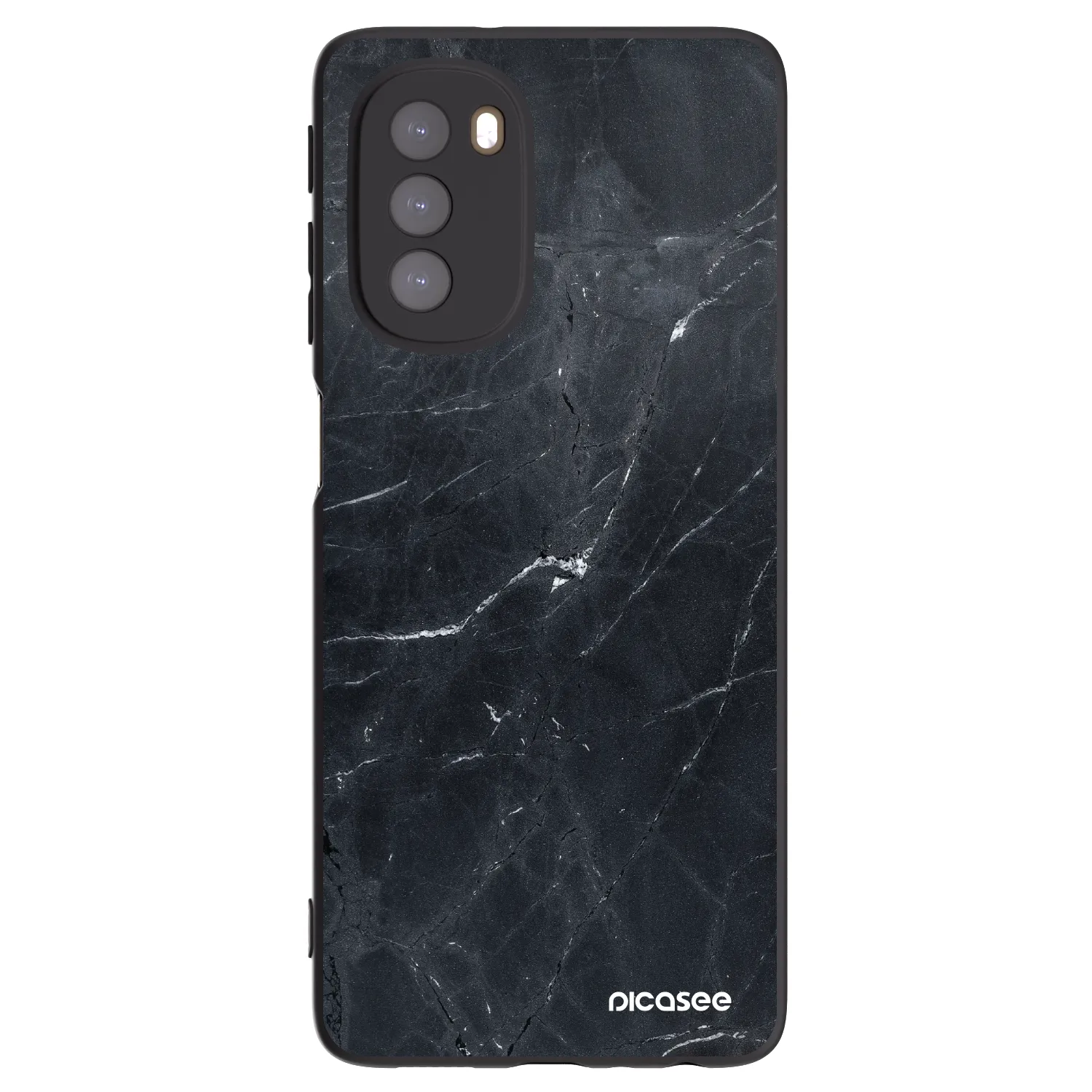 Picasee crna silikonska maskica za Motorola Moto G51 - Black marble