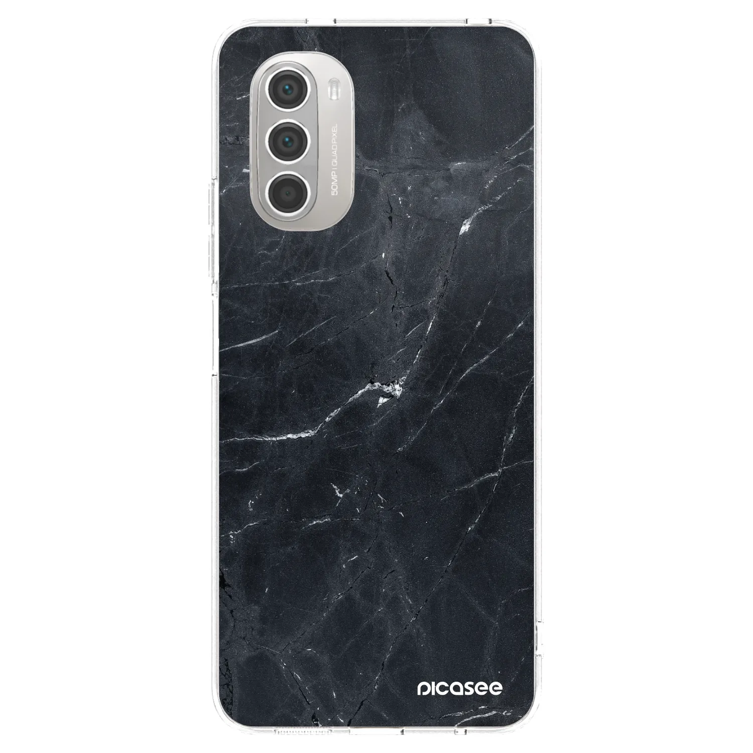 Picasee silikonska prozirna maskica za Motorola Moto G51 - Black marble