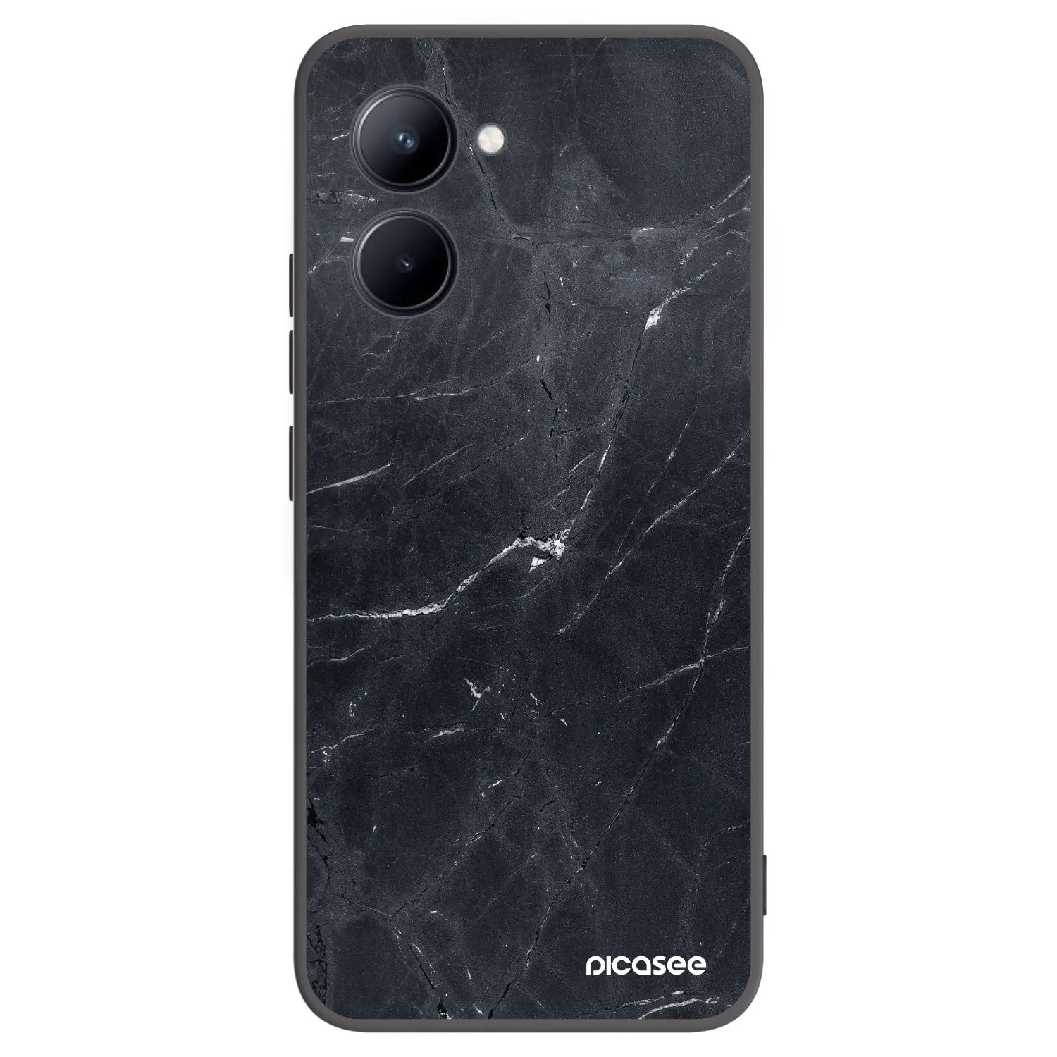 Picasee crna silikonska maskica za Realme C33 (2023) - Black marble