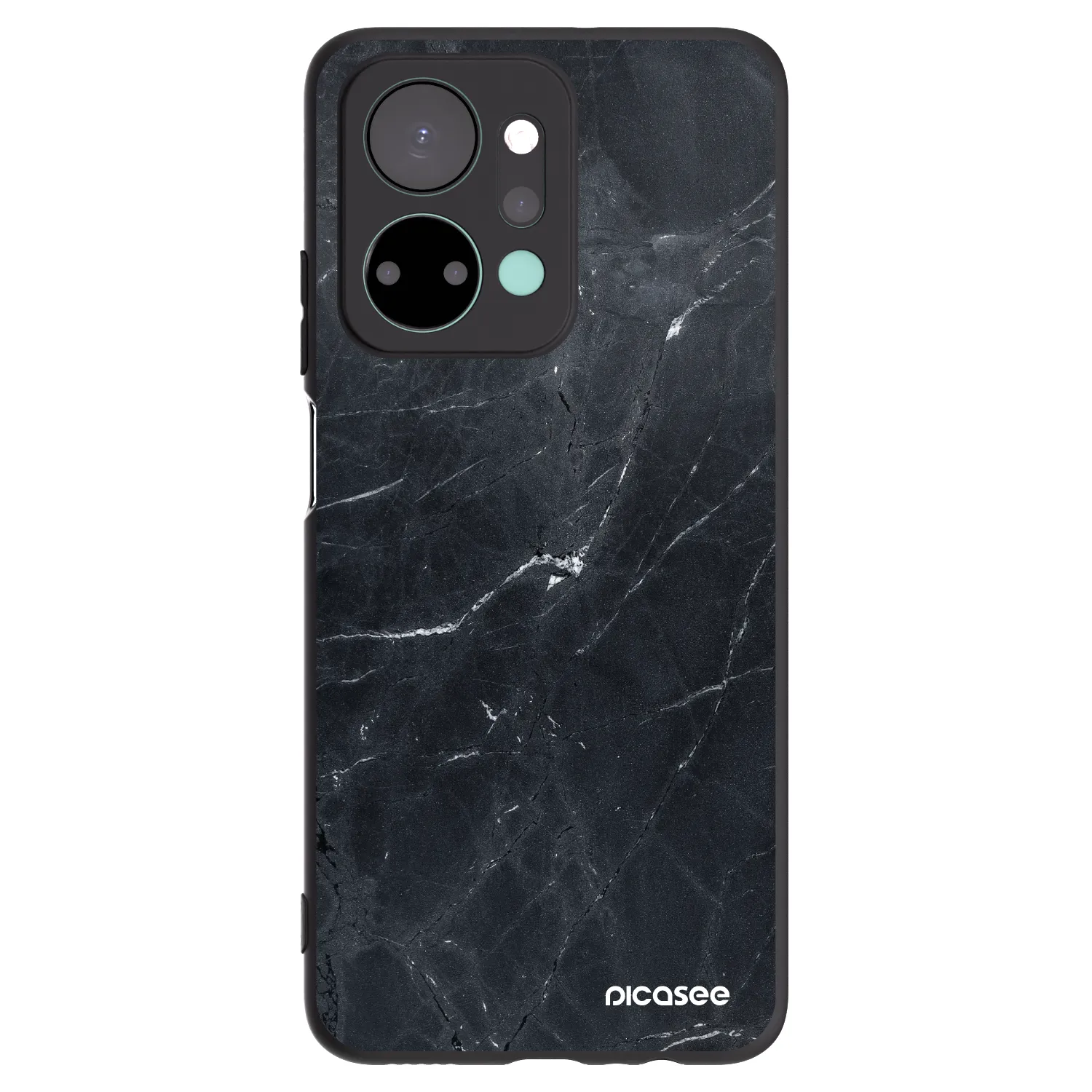 Picasee crna silikonska maskica za Honor X7a - Black marble