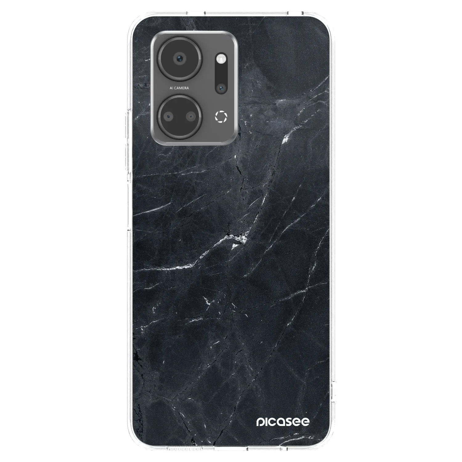 Picasee silikonska prozirna maskica za Honor X7a - Black marble
