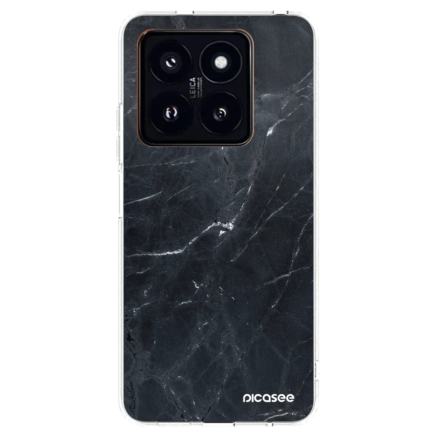 Picasee silikonska prozirna maskica za Xiaomi 14 Pro - Black marble