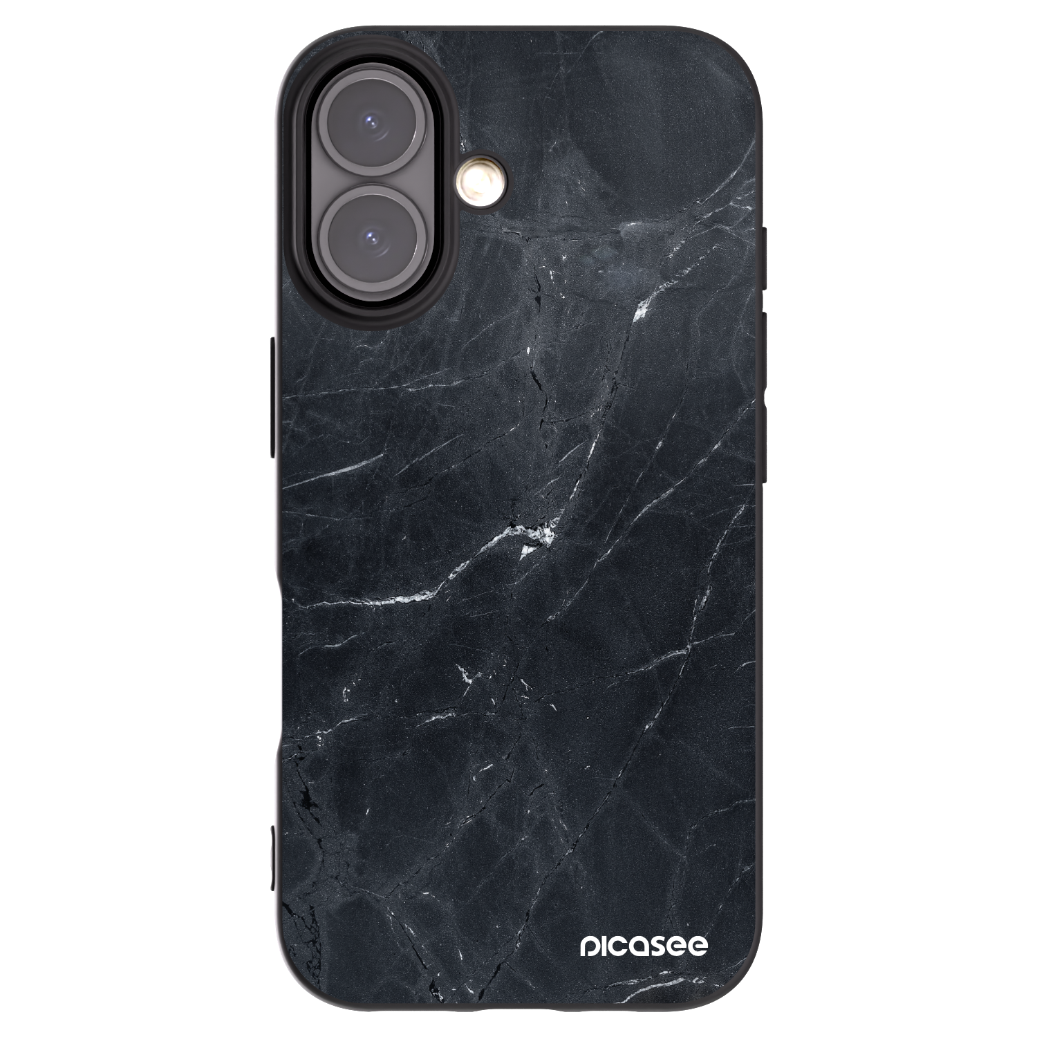 Picasee crna silikonska maskica za Apple iPhone 16 - Black marble