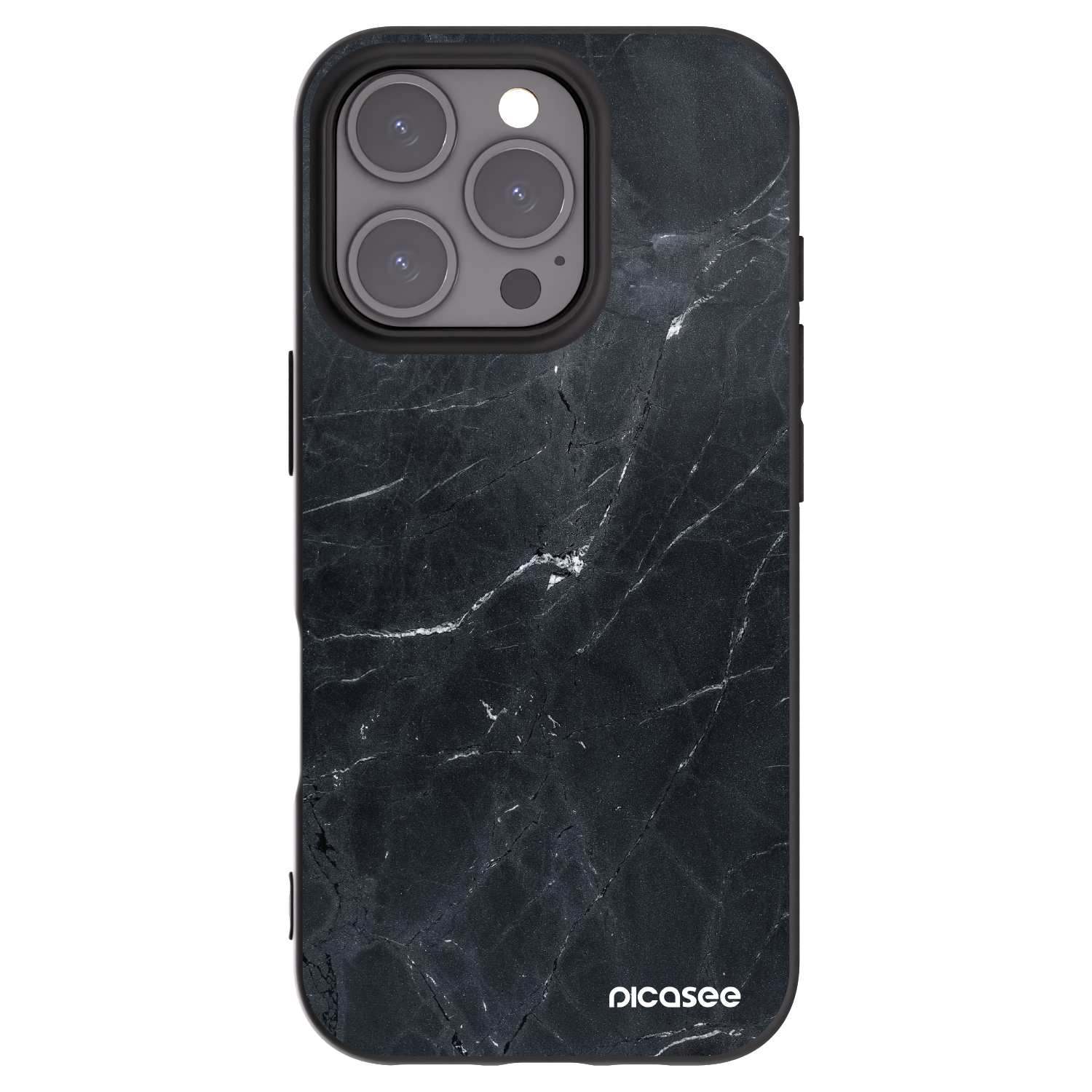 Picasee crna silikonska maskica za Apple iPhone 16 Pro - Black marble