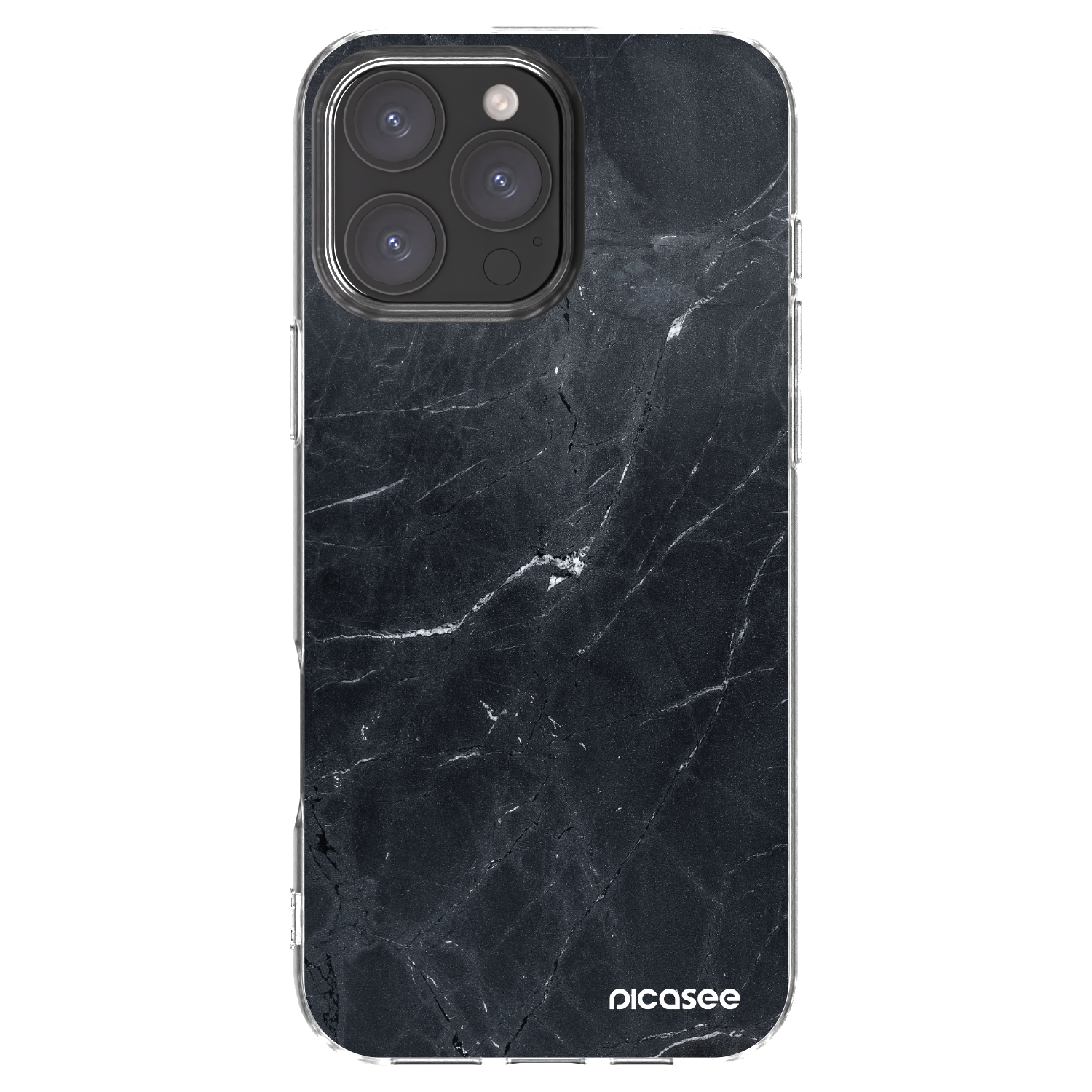 Picasee silikonska prozirna maskica za Apple iPhone 16 Pro Max - Black marble