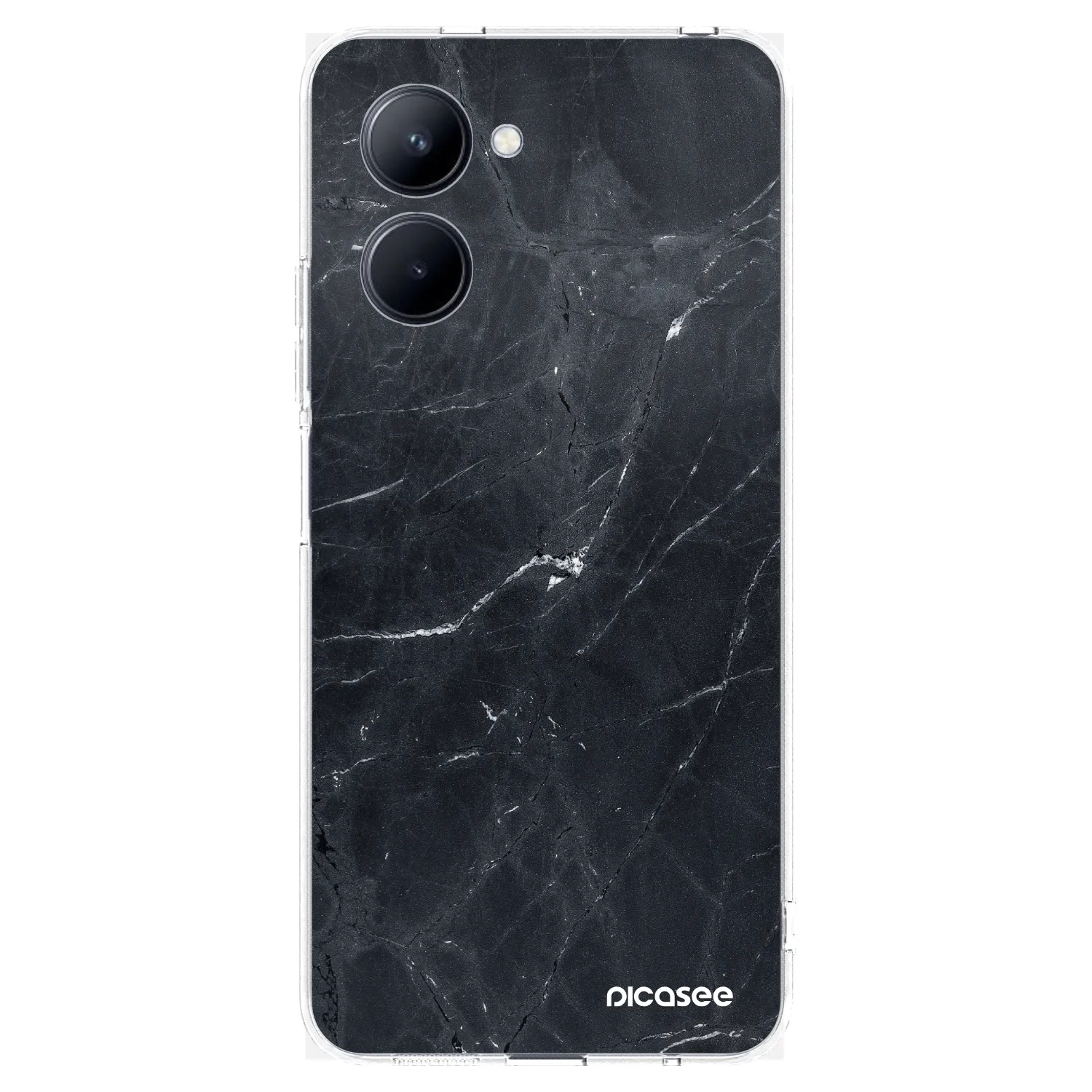 Picasee silikonska prozirna maskica za Realme C33 (2023) - Black marble
