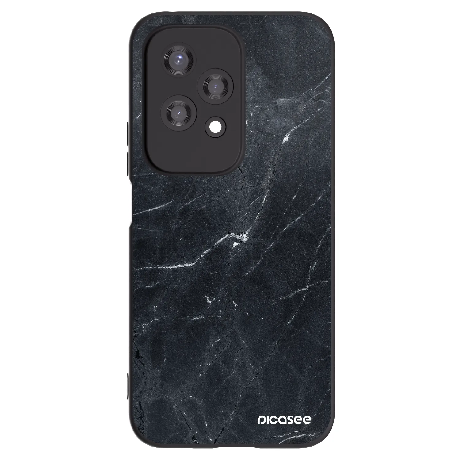 Picasee crna silikonska maskica za Honor 200 Lite - Black marble