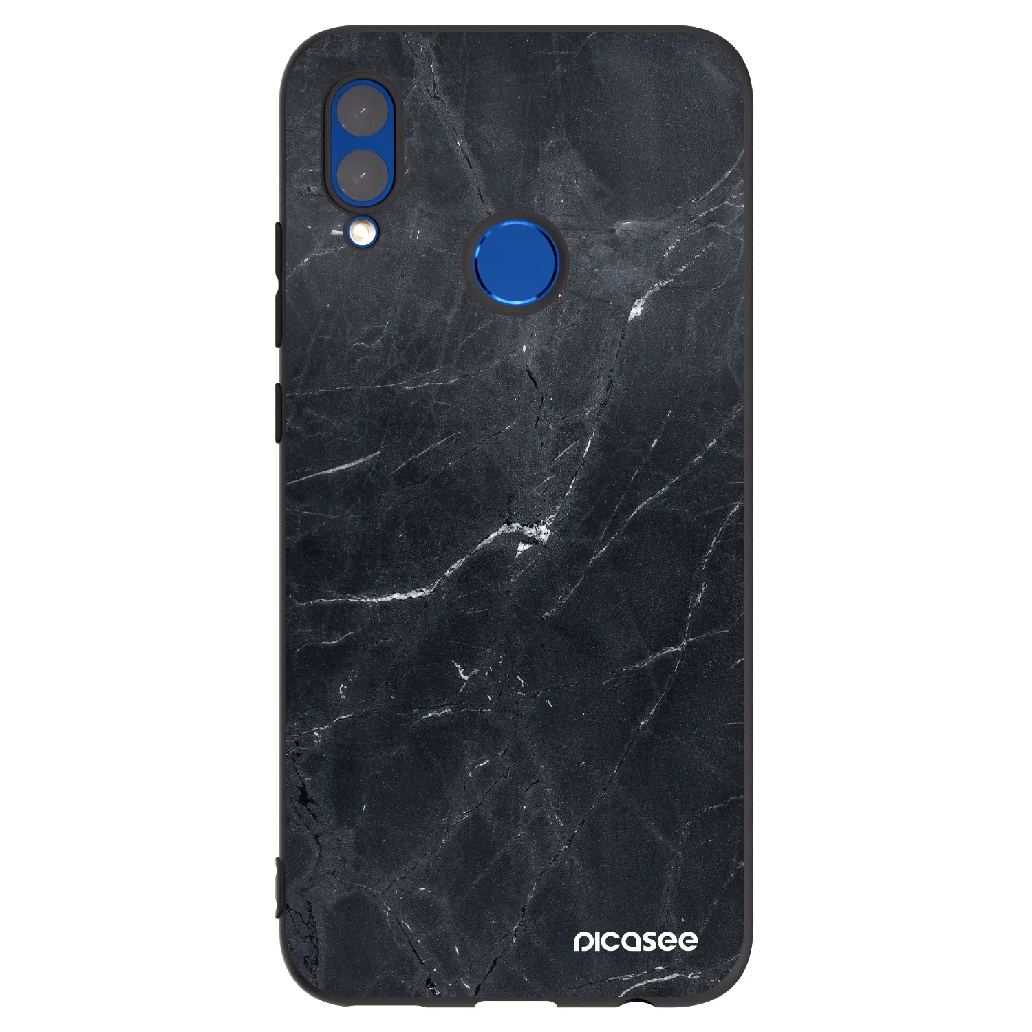 Picasee crna silikonska maskica za Honor 10 Lite - Black marble