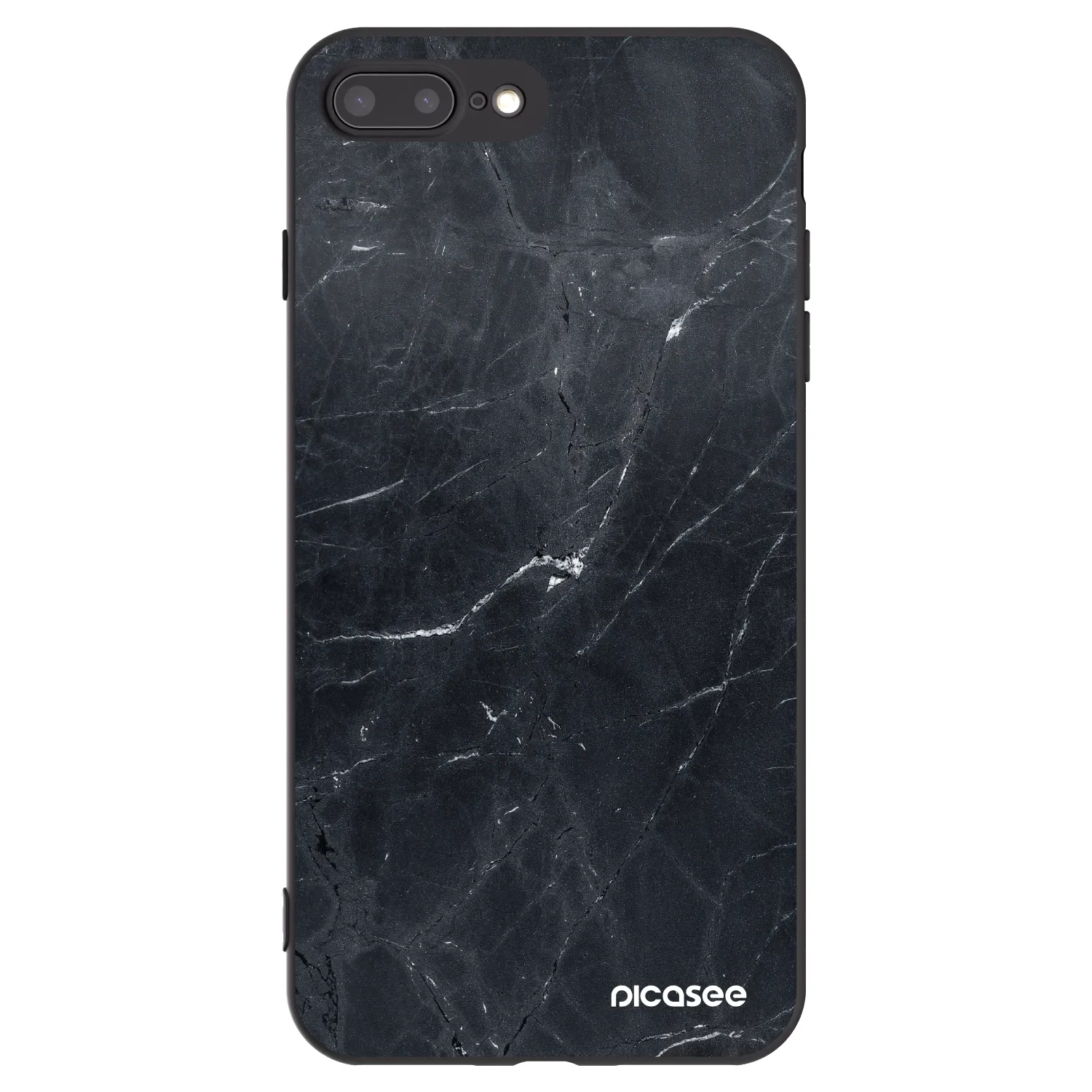 Picasee crna silikonska maskica za Apple iPhone 8 Plus - Black marble