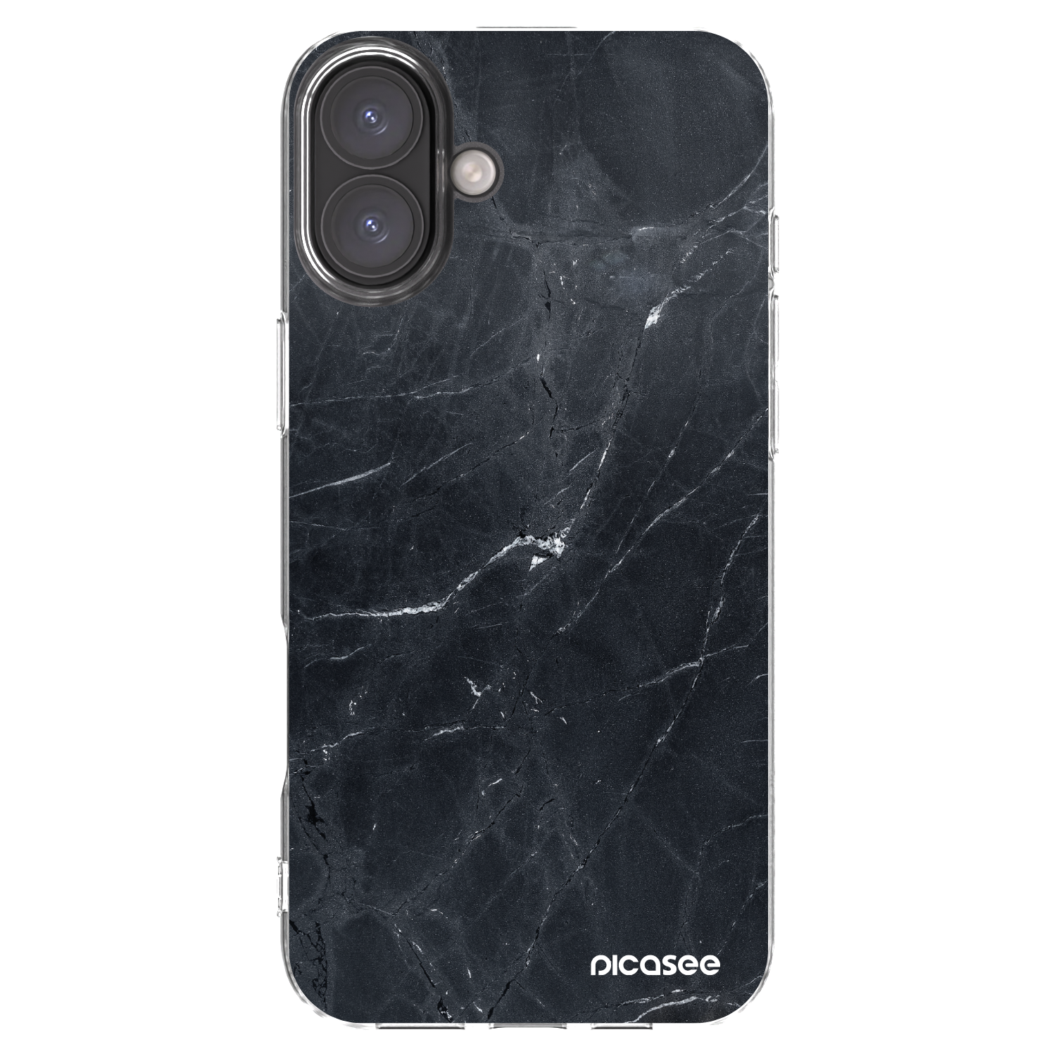 Picasee silikonska prozirna maskica za Apple iPhone 16 Plus - Black marble