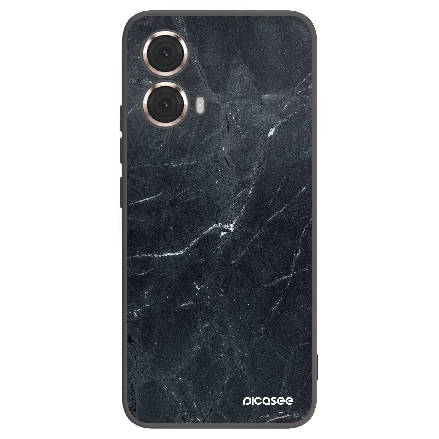 Picasee crna silikonska maskica za Motorola Moto G85 - Black marble
