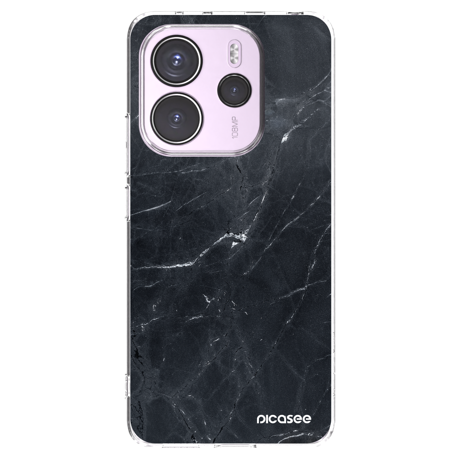 Picasee silikonska prozirna maskica za Xiaomi Redmi Note 14 4G - Black marble
