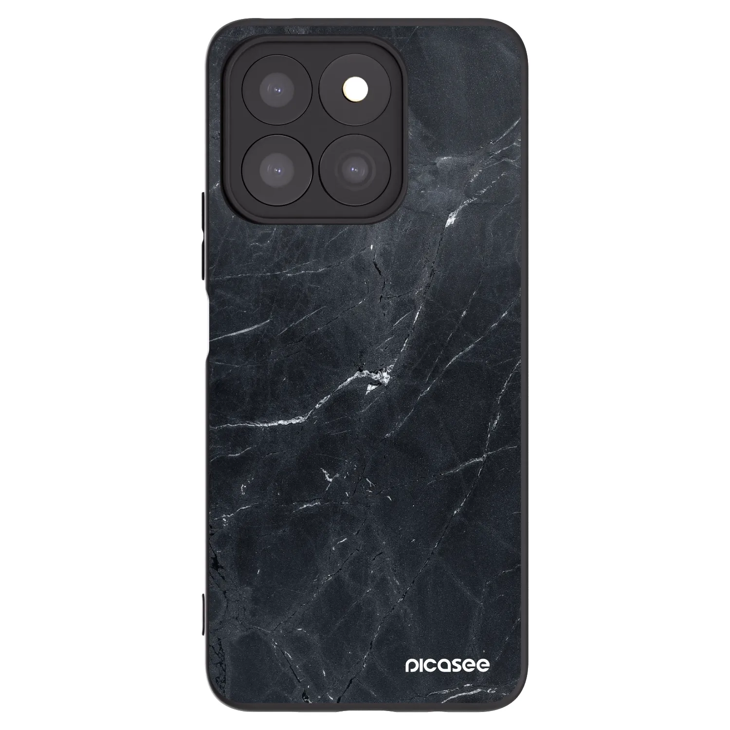 Picasee crna silikonska maskica za Honor X8c - Black marble