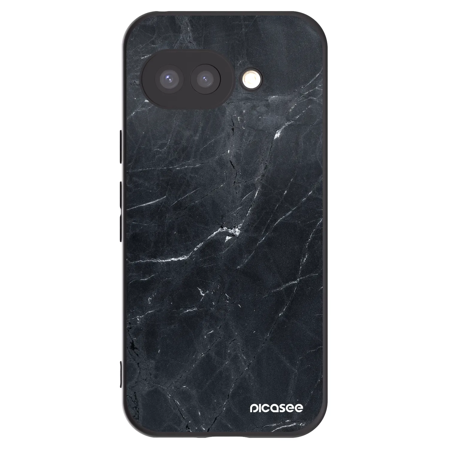 Picasee crna silikonska maskica za Google Pixel 9a - Black marble