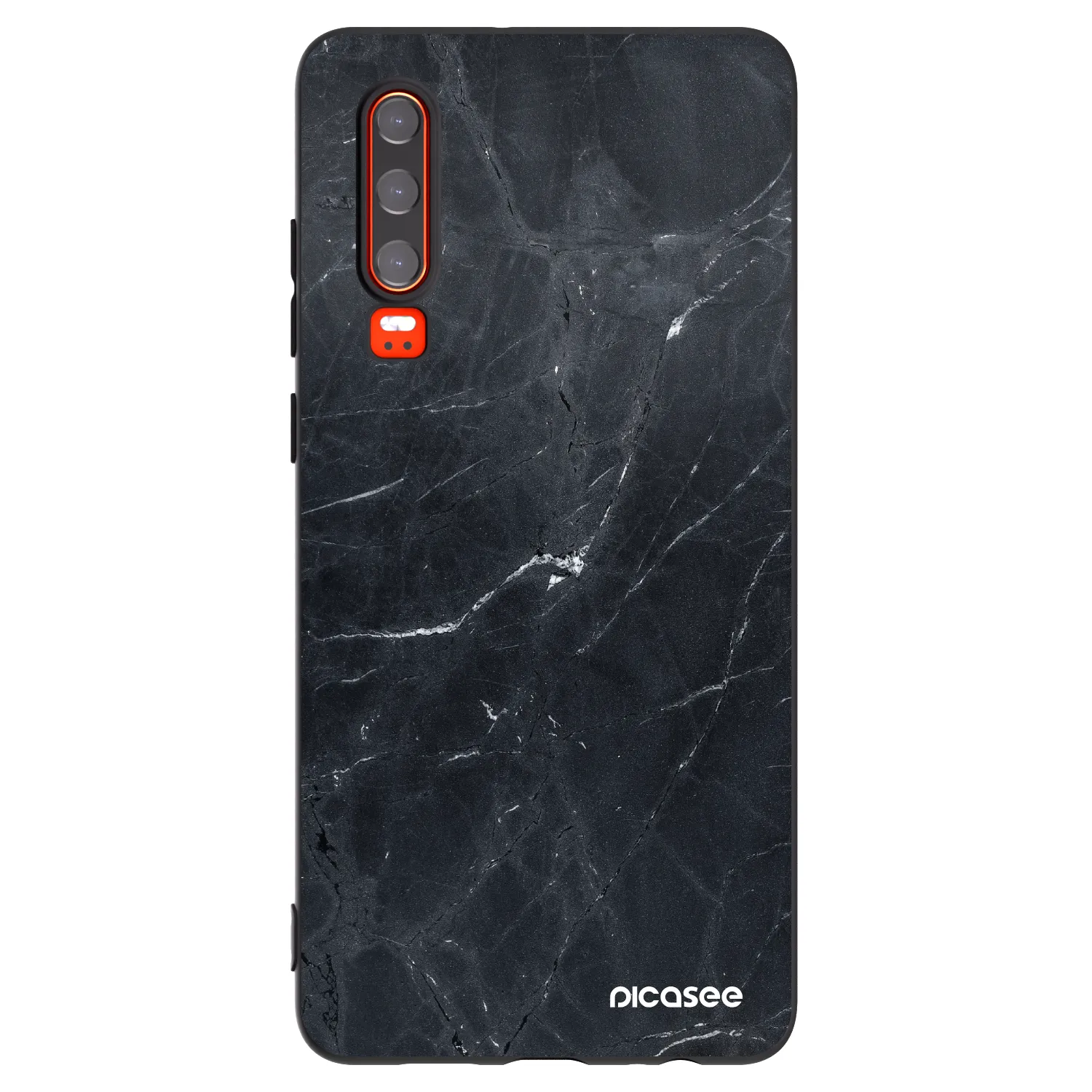Picasee crna silikonska maskica za Huawei P30 - Black marble