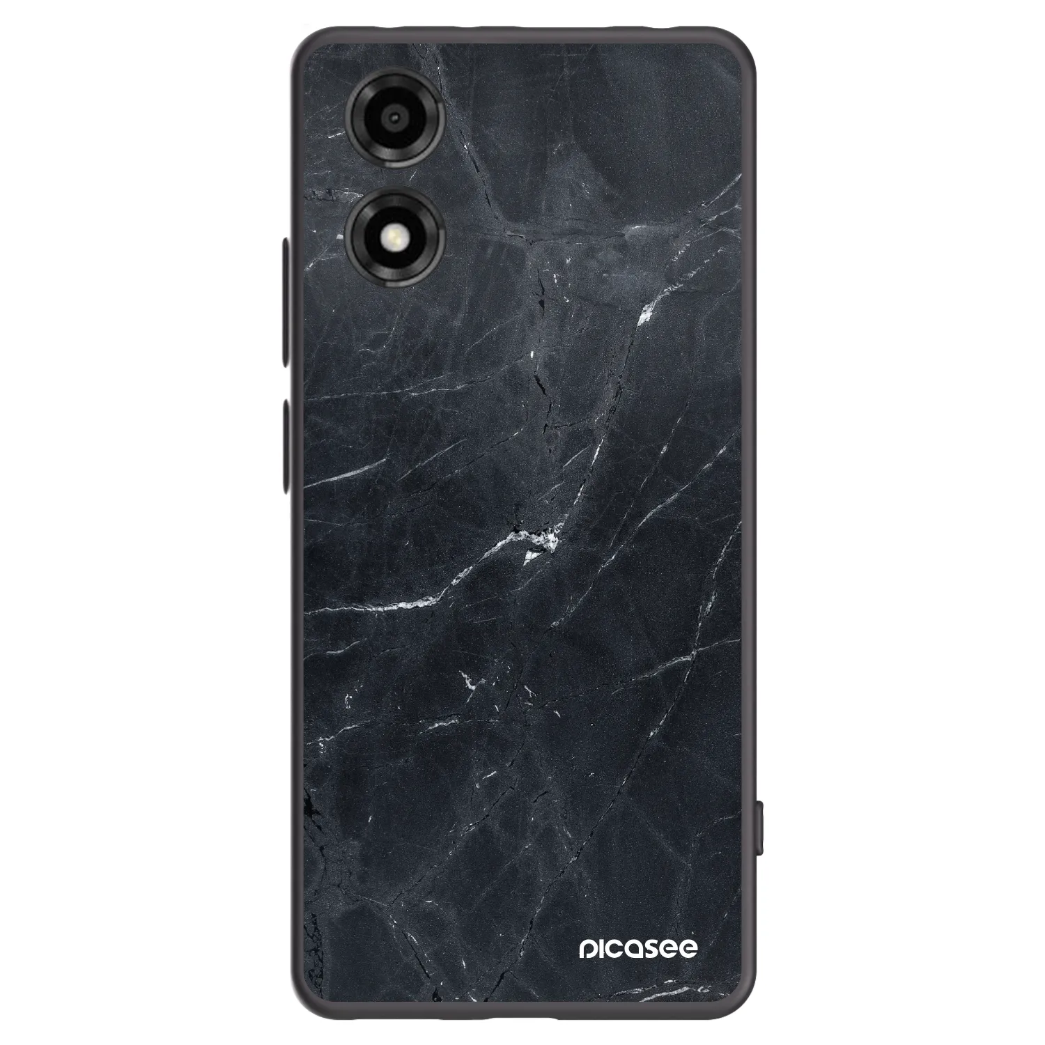 Picasee crna silikonska maskica za Motorola Moto E14 - Black marble