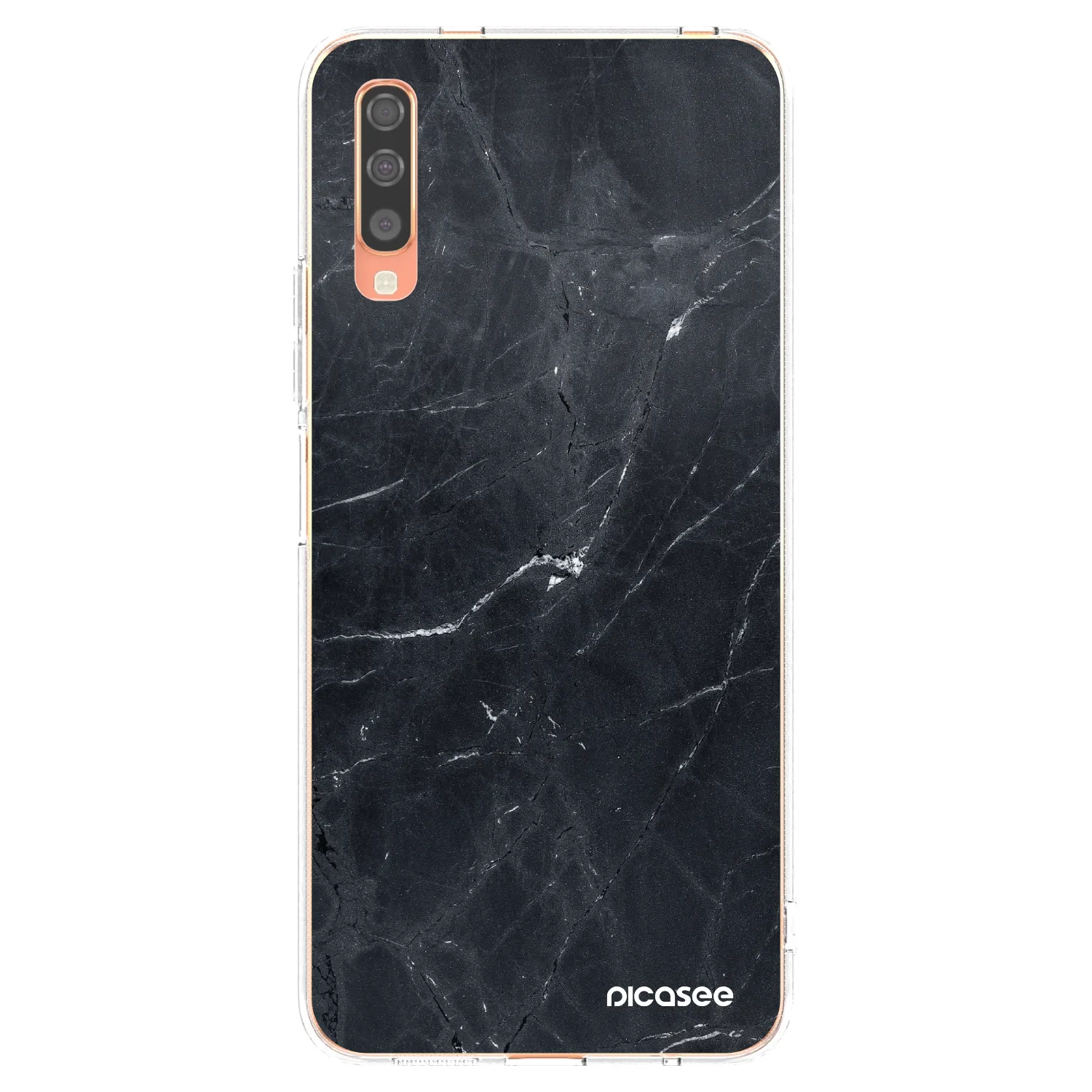Picasee silikonska prozirna maskica za Samsung Galaxy A70 A705F - Black marble