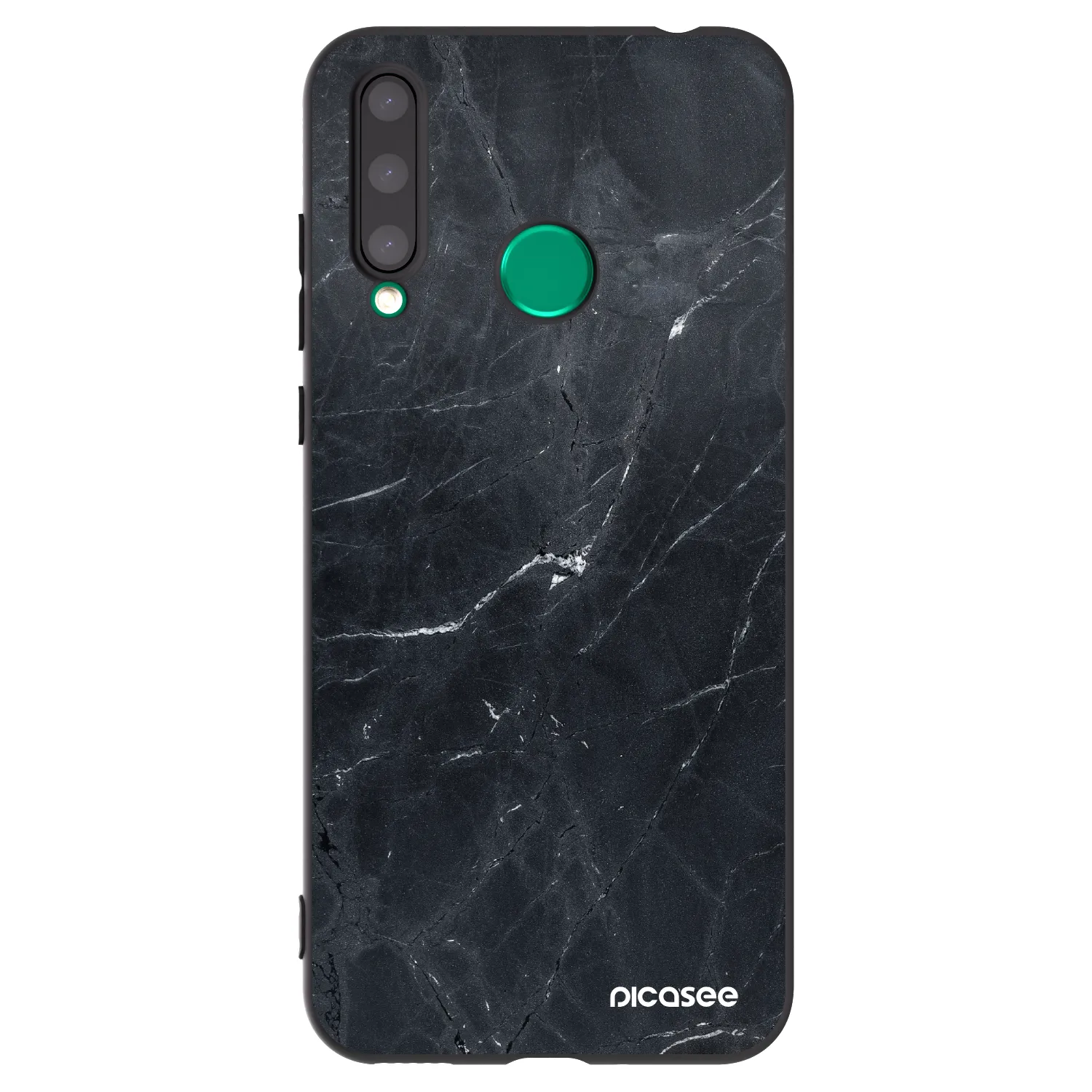 Picasee crna silikonska maskica za Honor 20 Lite - Black marble