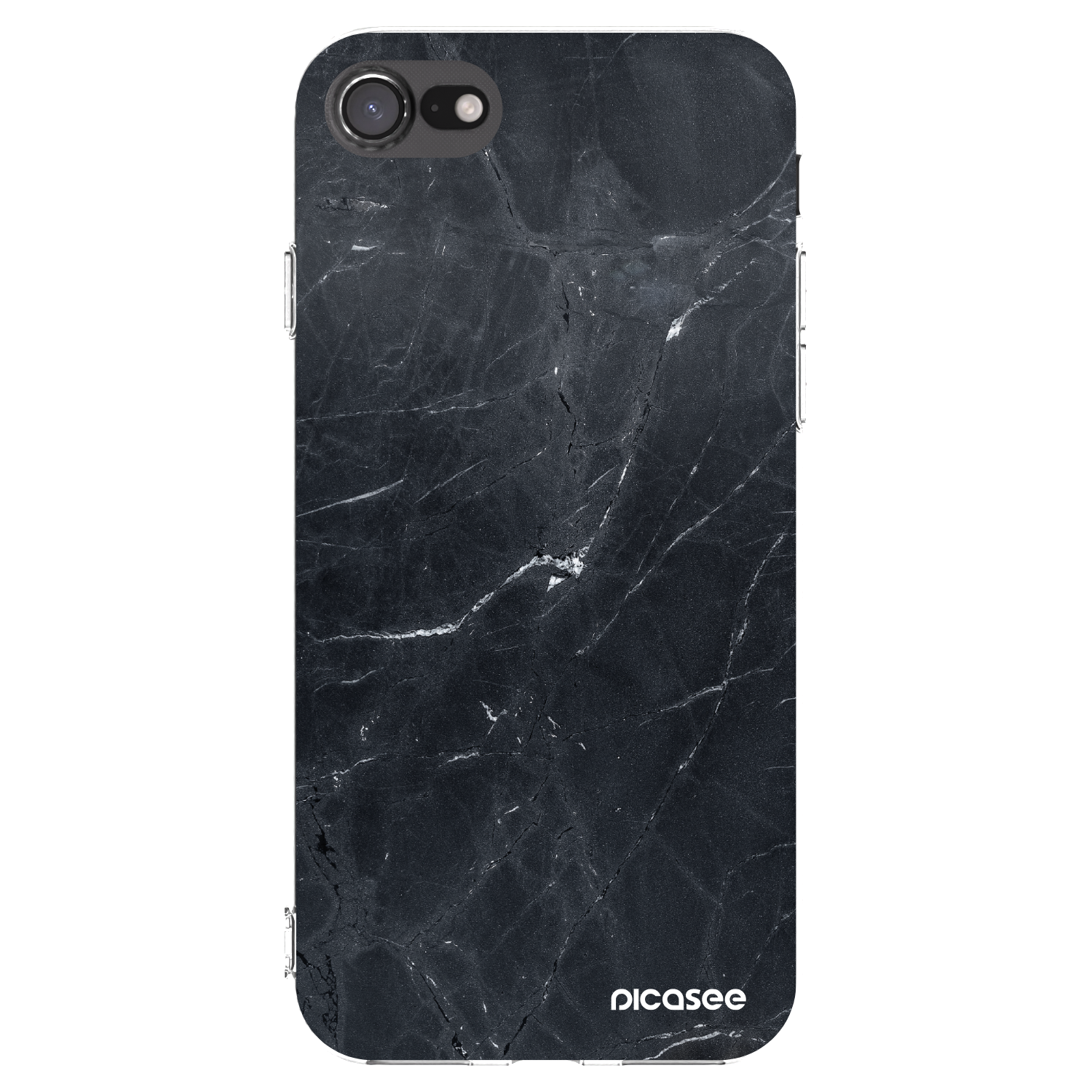 Picasee silikonska prozirna maskica za Apple iPhone SE 2020 - Black marble