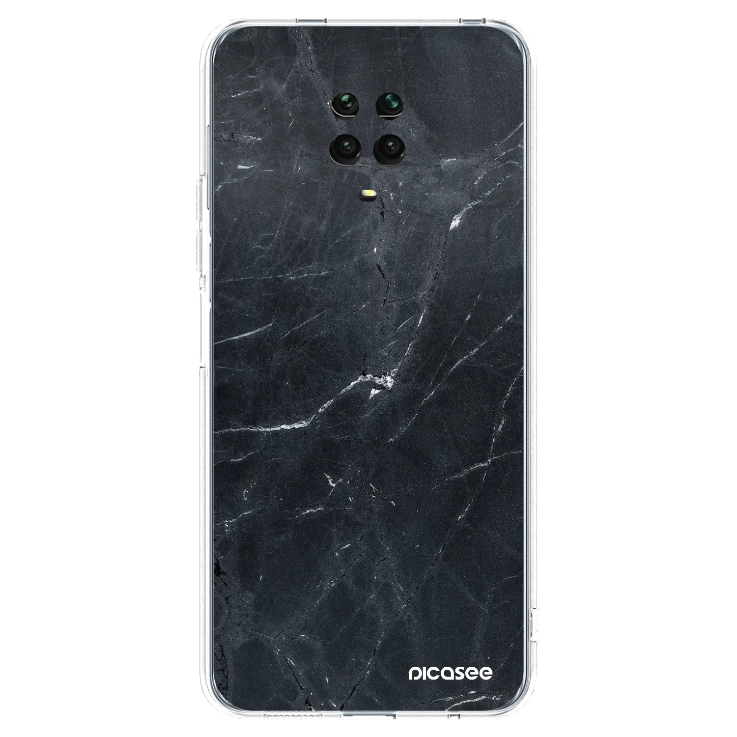 Picasee silikonska prozirna maskica za Xiaomi Redmi Note 9S - Black marble