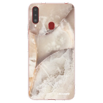 Picasee silikonska prozirna maskica za Samsung Galaxy A20s - Cream marble