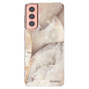 Picasee silikonska prozirna maskica za Samsung Galaxy S21 5G G991B - Cream marble