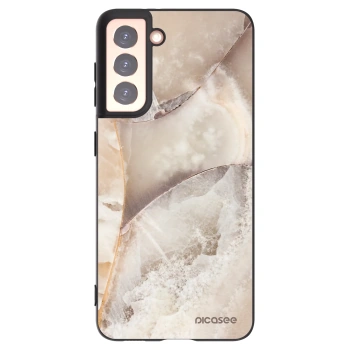 Picasee crna silikonska maskica za Samsung Galaxy S21 5G G991B - Cream marble