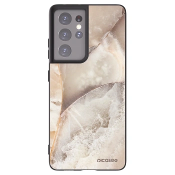 Picasee crna silikonska maskica za Samsung Galaxy S21 Ultra 5G G998B - Cream marble