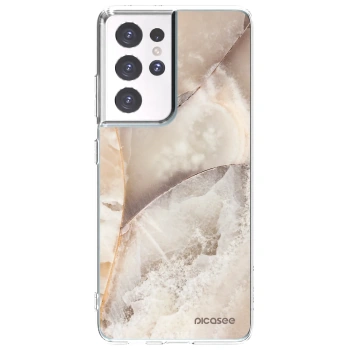 Picasee silikonska prozirna maskica za Samsung Galaxy S21 Ultra 5G G998B - Cream marble