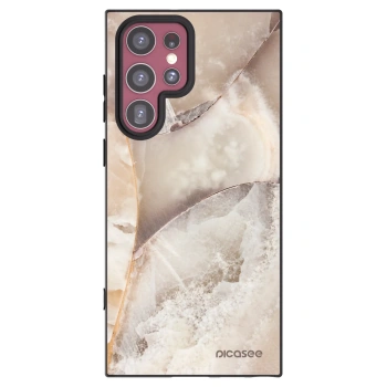 Picasee crna silikonska maskica za Samsung Galaxy S22 Ultra 5G - Cream marble