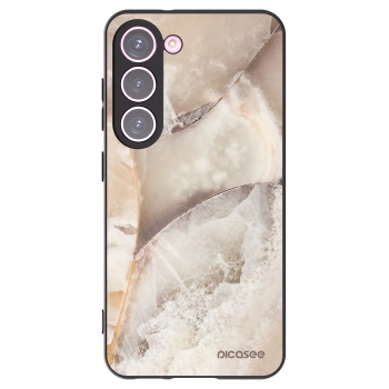 Picasee crna silikonska maskica za Samsung Galaxy S23 5G - Cream marble