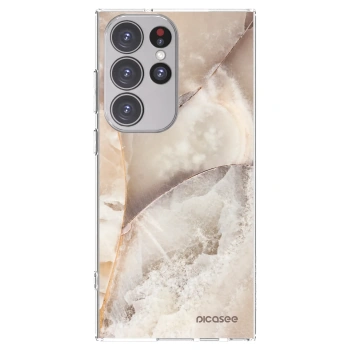 Picasee silikonska prozirna maskica za Samsung Galaxy S23 Ultra 5G - Cream marble