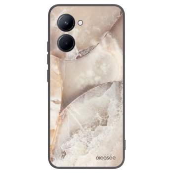 Picasee crna silikonska maskica za Realme C33 (2023) - Cream marble