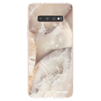 Picasee silikonska prozirna maskica za Samsung Galaxy S10 Plus G975 - Cream marble