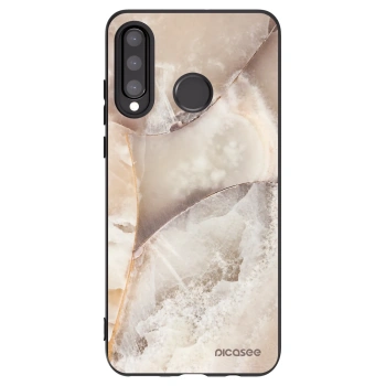 Picasee crna silikonska maskica za Huawei P30 Lite - Cream marble