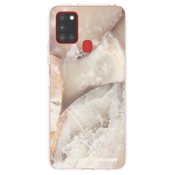 Picasee silikonska prozirna maskica za Samsung Galaxy A21s - Cream marble