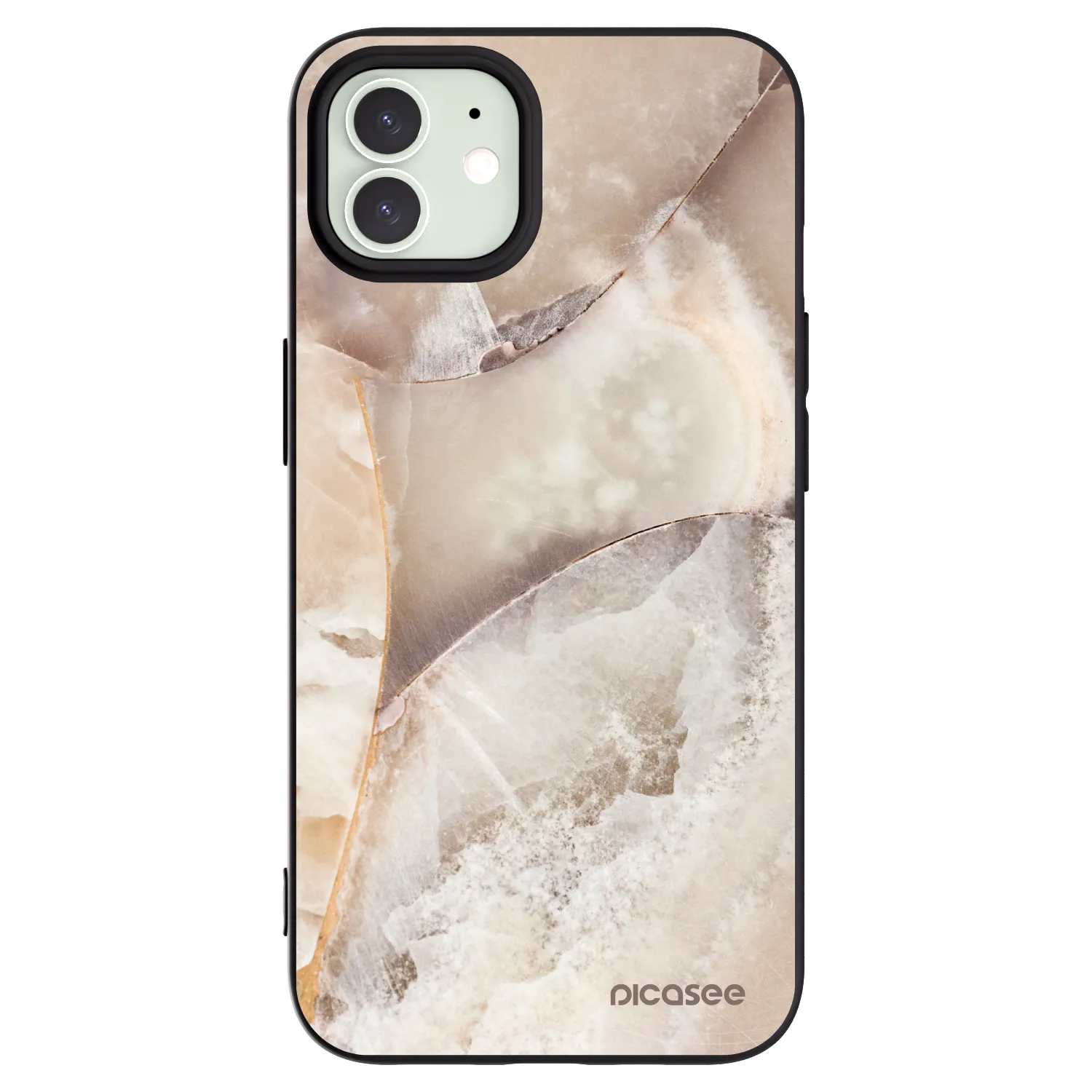 Picasee crna silikonska maskica za Apple iPhone 12 - Cream marble