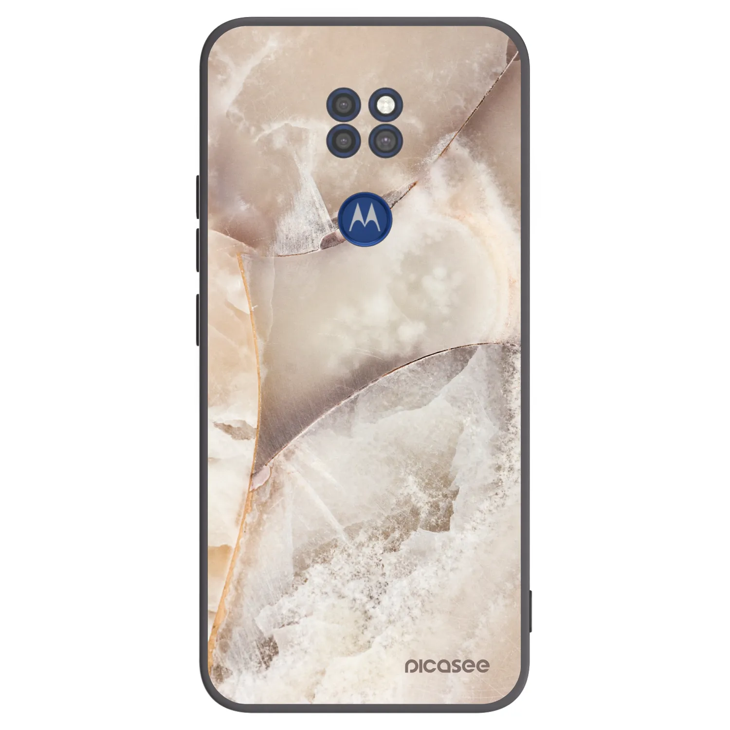 Picasee crna silikonska maskica za Motorola Moto G9 Play - Cream marble
