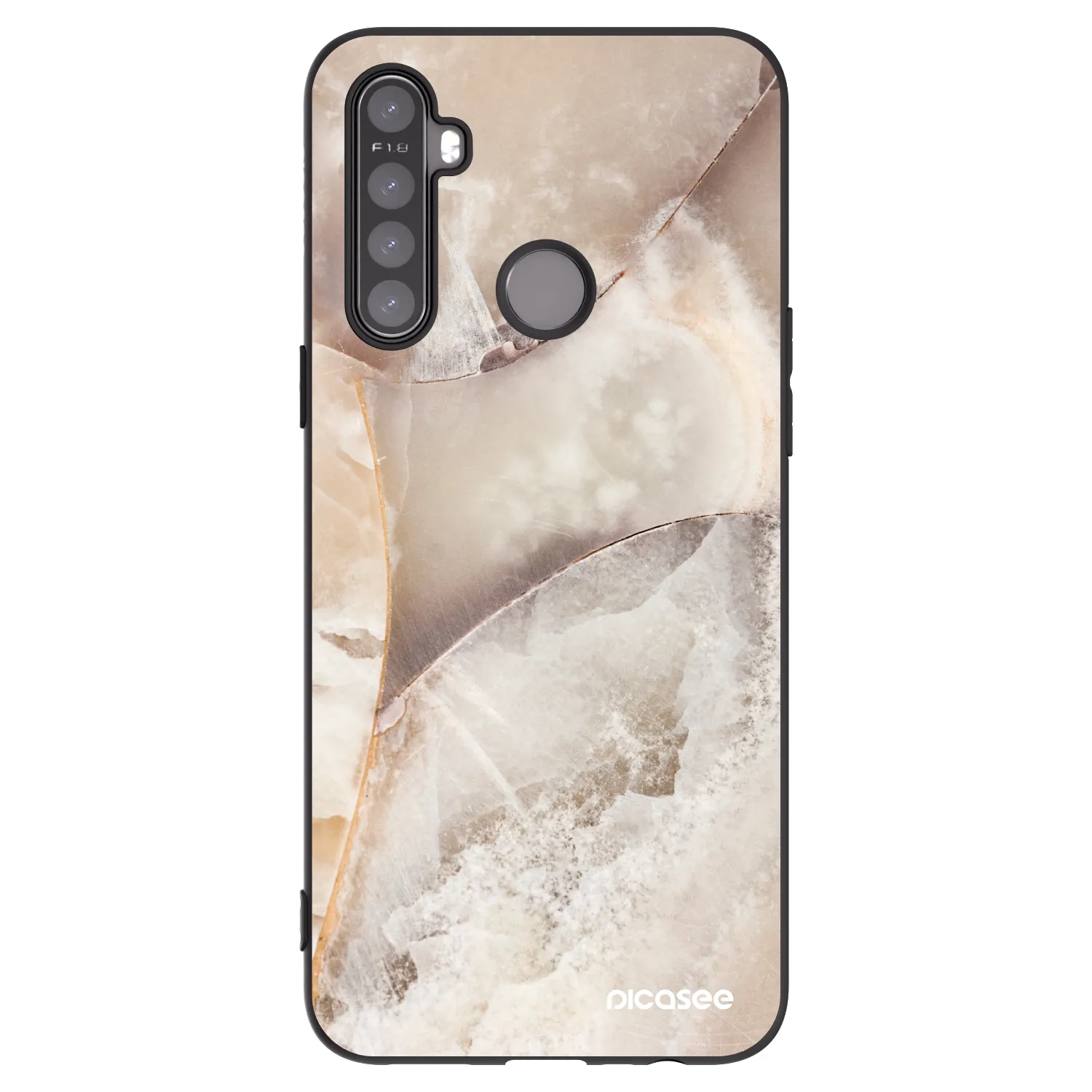 Picasee crna silikonska maskica za Realme 5 - Cream marble