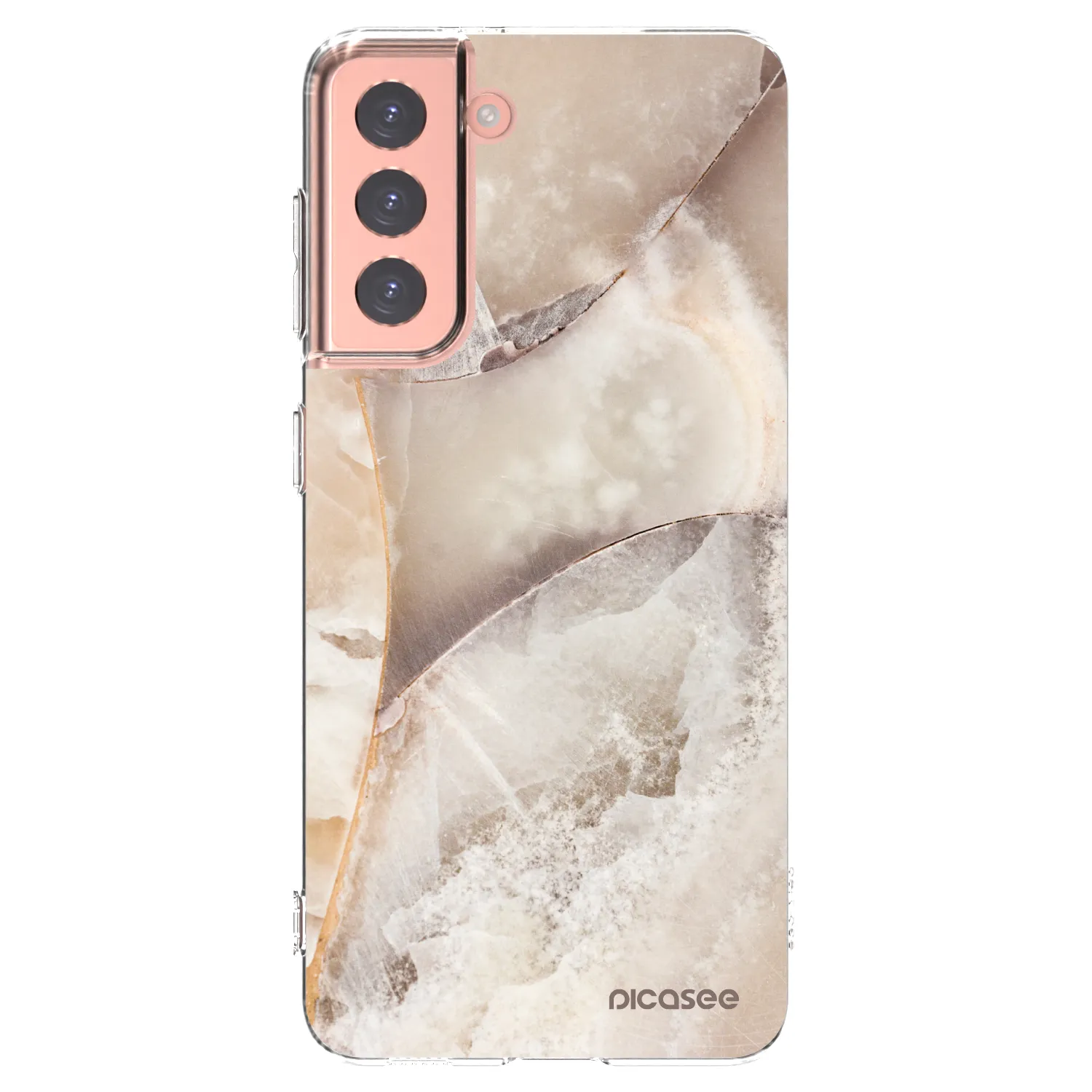 Picasee silikonska prozirna maskica za Samsung Galaxy S21 5G G991B - Cream marble