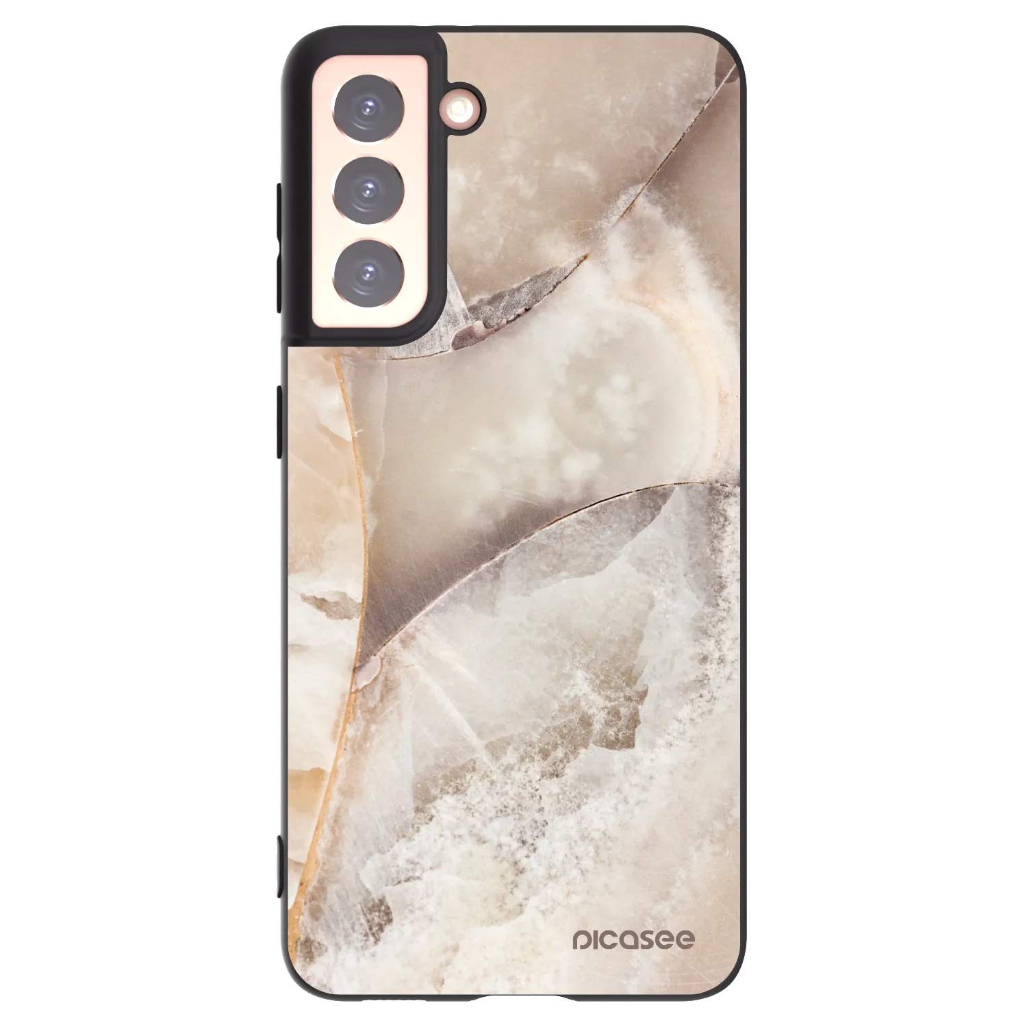 Picasee crna silikonska maskica za Samsung Galaxy S21 5G G991B - Cream marble