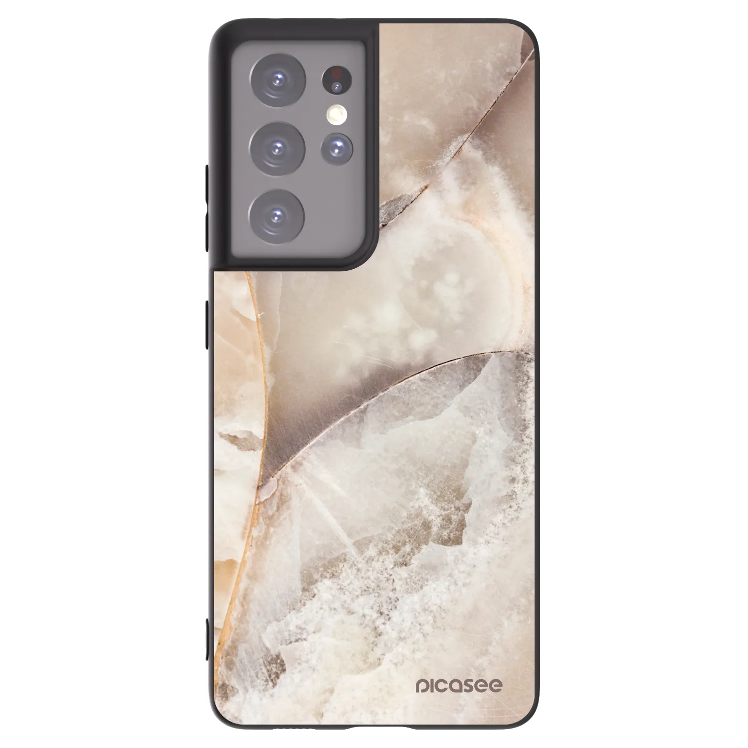 Picasee crna silikonska maskica za Samsung Galaxy S21 Ultra 5G G998B - Cream marble
