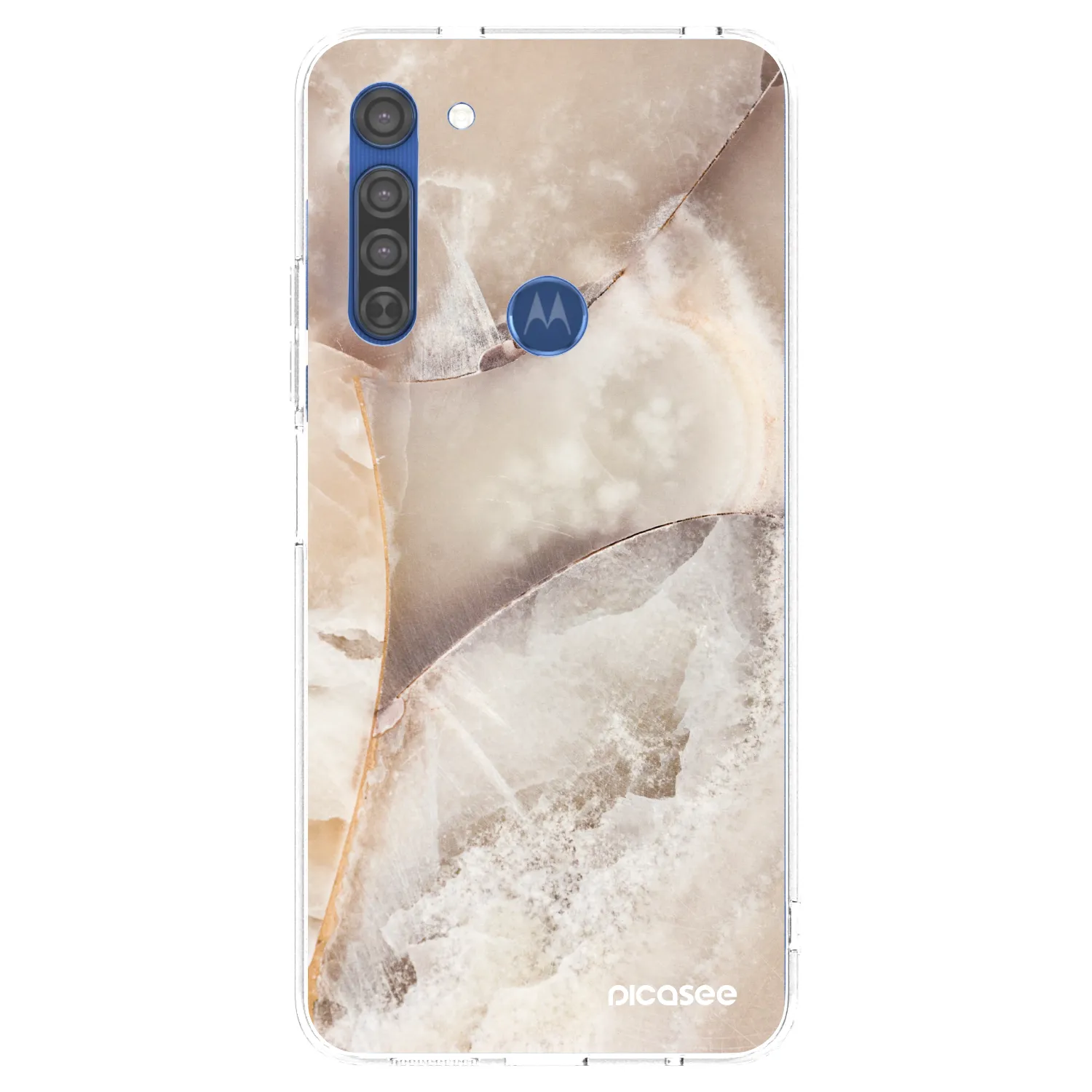 Picasee silikonska prozirna maskica za Motorola Moto G8 - Cream marble