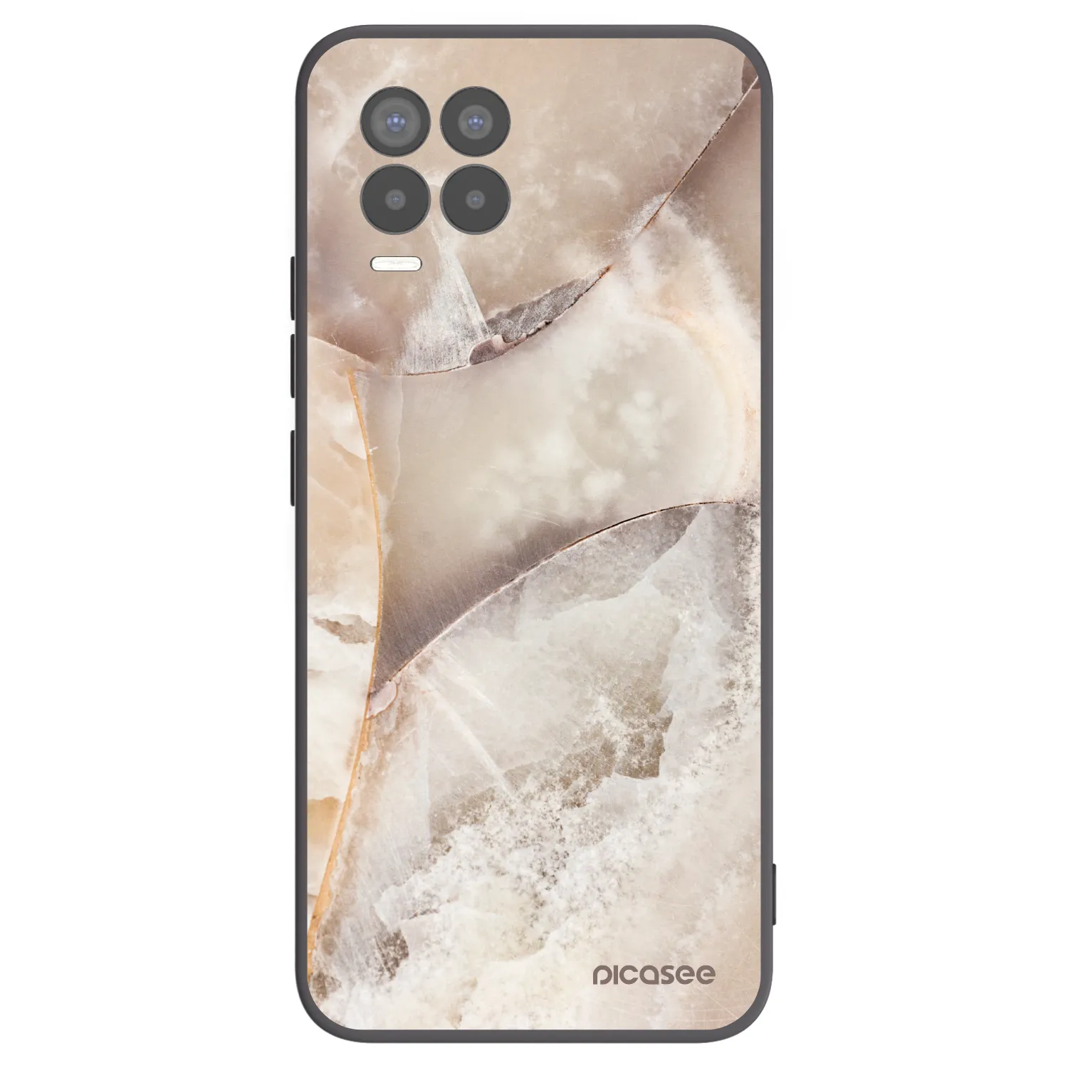 Picasee crna silikonska maskica za Realme 8 4G - Cream marble
